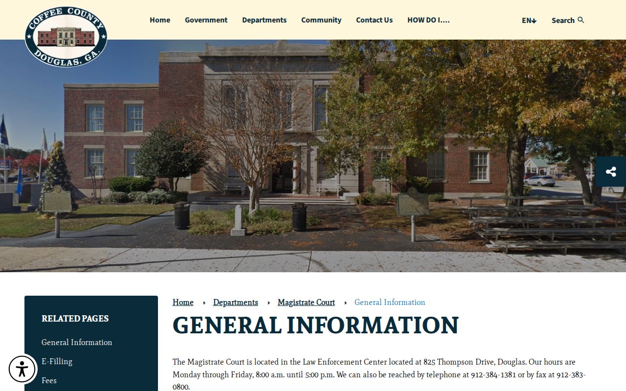 Coffee County civil court docket Magistrate Court office and civil filing route
