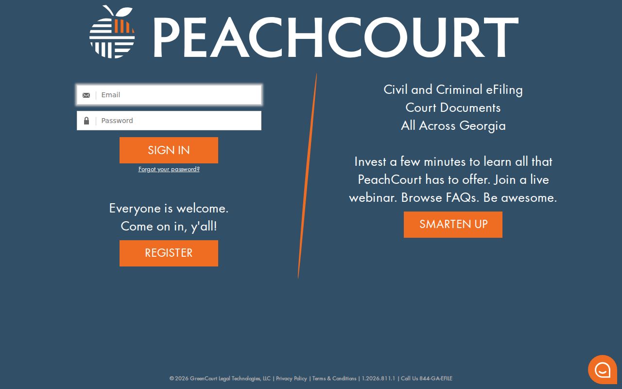 Coffee County criminal court docket PeachCourt account access screen