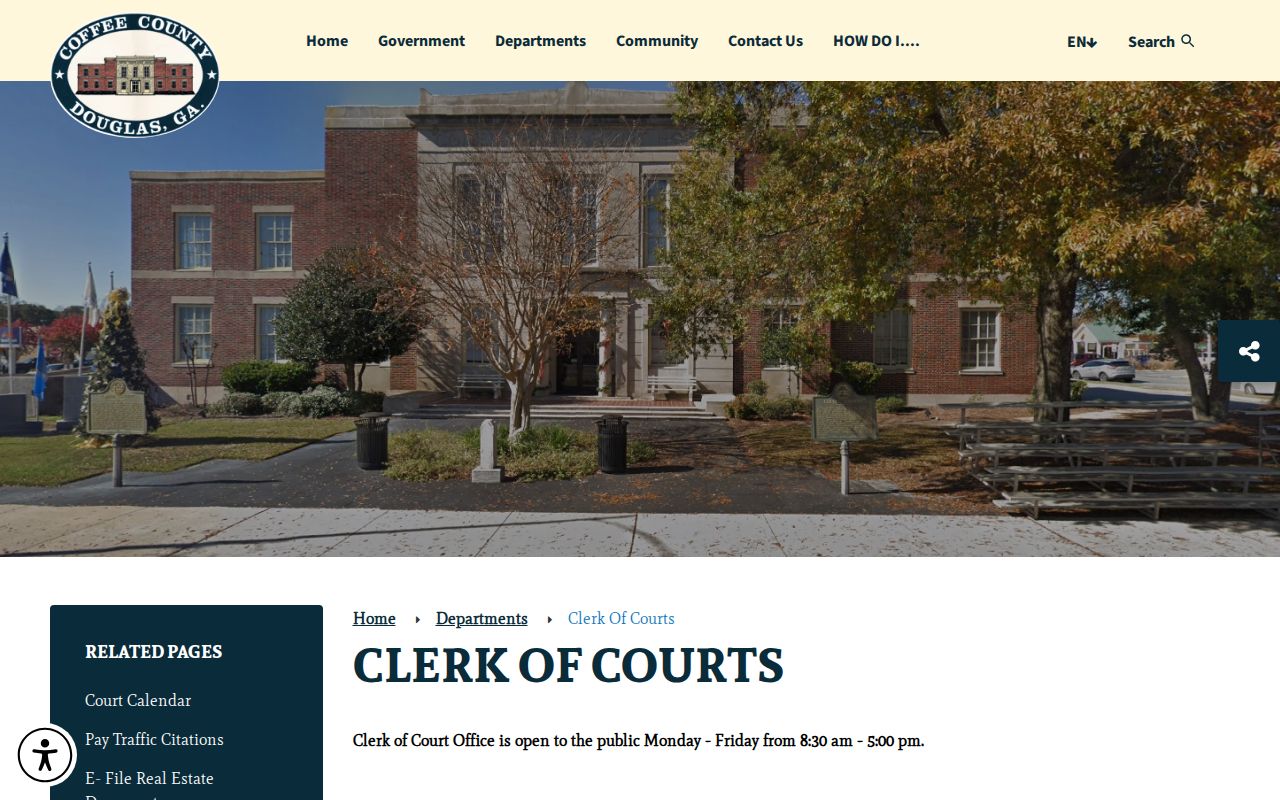 Coffee County court docket Clerk of Courts home page and records links