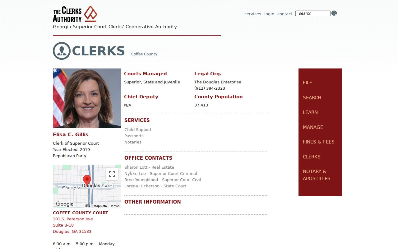 Coffee County court docket Elisa Gillis Clerk of Superior Court profile
