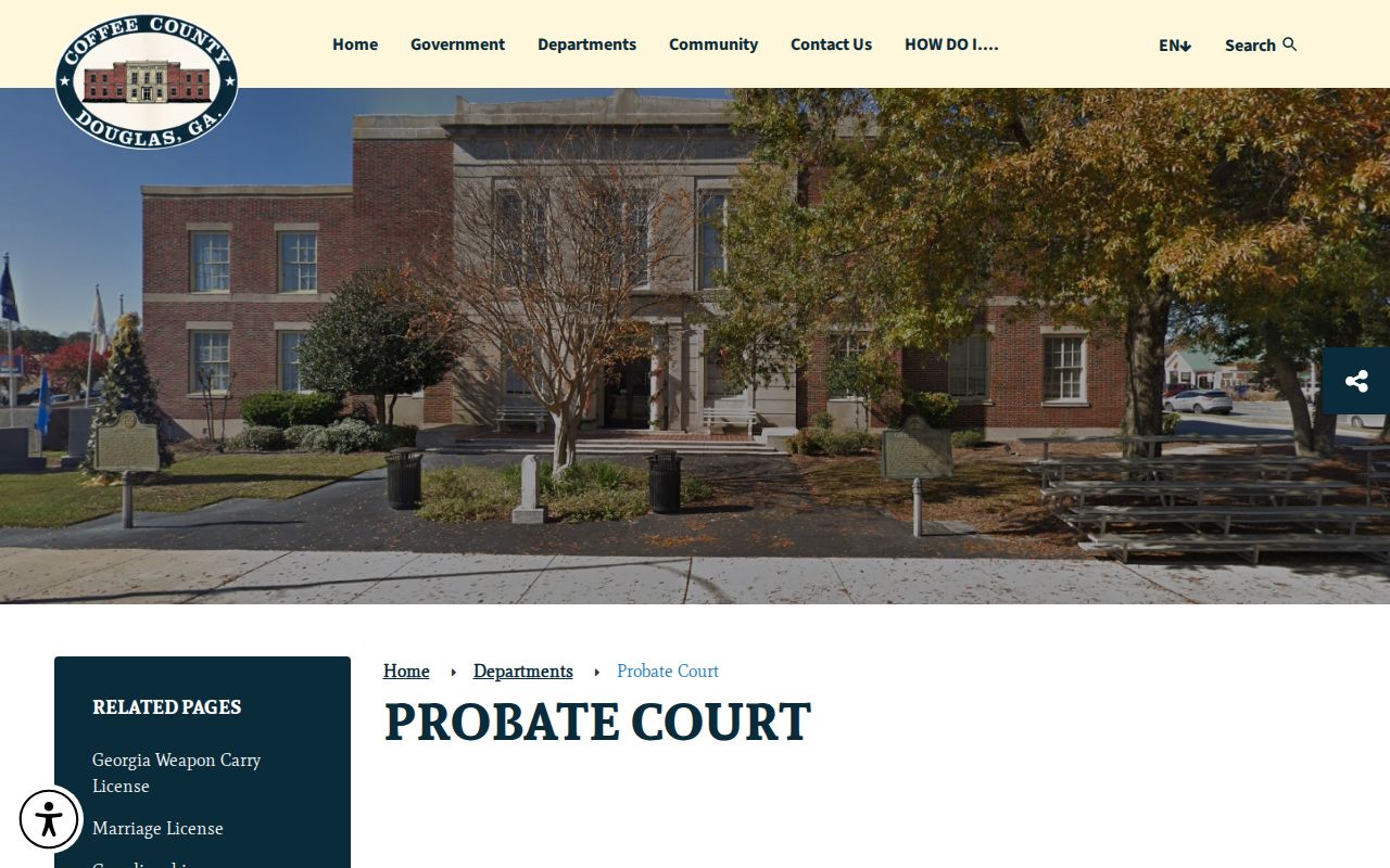Coffee County court docket Probate Court office and separate record route